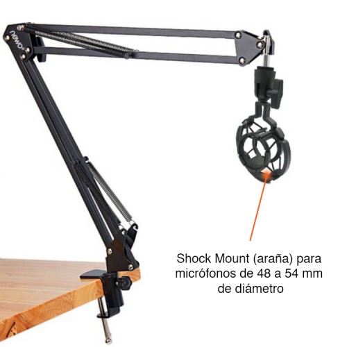 Atril soporte micrófono celular mesa escritorio led antipop araña
