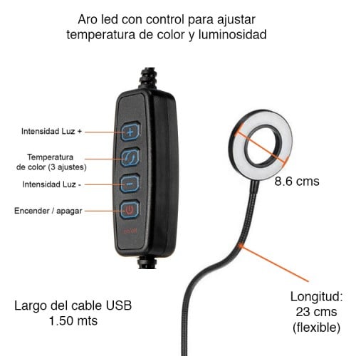 Atril soporte micrófono celular mesa escritorio led antipop araña