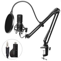 Kit Micrófono condensador atril + tarjeta sonido USB Mute NW-800KS