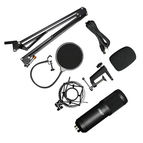 Kit Micrófono condensador USB con atril y antipop