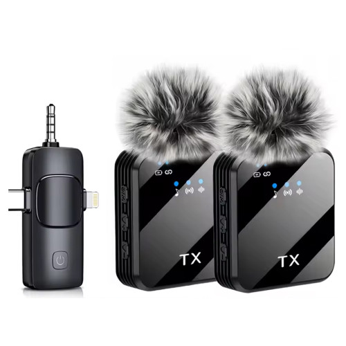Micrófono Lavalier inalámbrico con receptor x 2