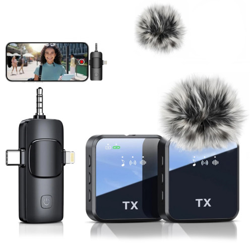 Micrófono Lavalier inalámbrico con receptor x 2