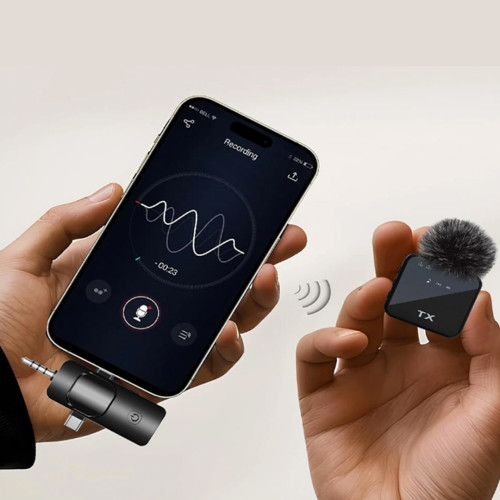 Micrófono Lavalier inalámbrico con receptor x 2