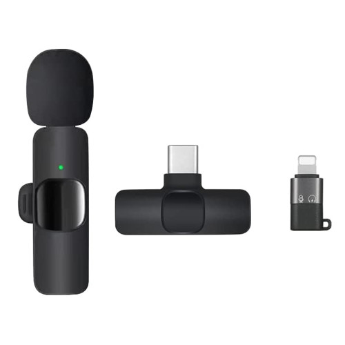 Micrófono lavalier inalámbrico USB C y Lightning 20 mts