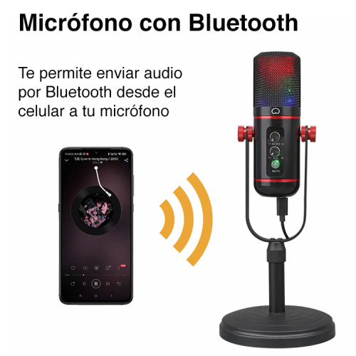 Micrófono condensador USB RGB Podcast y Lives