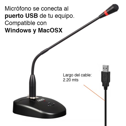 Micrófono Conferencia Cuello Ganso Botón Silencio