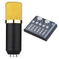 Kit Microfono con Mixer Tarjeta Sonido USB 
