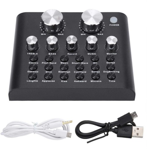 Tarjeta de Sonido Externa Mixer Mezcladora efectos 2 canales 