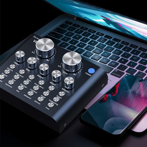 Kit Microfono con Mixer Tarjeta Sonido USB 
