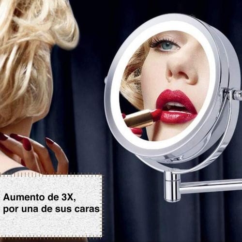 Espejo Led Baño Cosmético con Luz Articulado Abatible