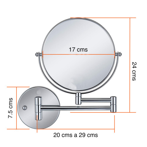 Espejo Cosmético Articulado Abatible con aumento