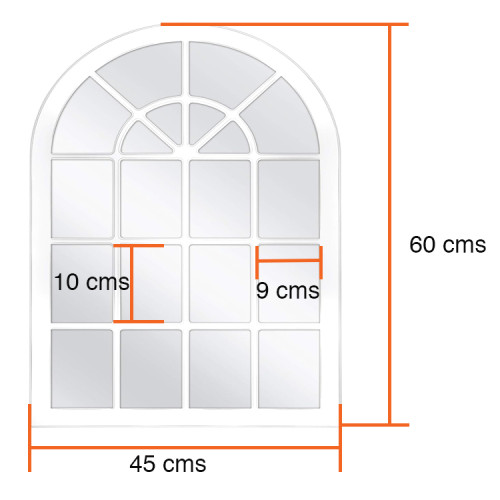 Espejo ventana decorativo arqueado 60 x 45 cms
