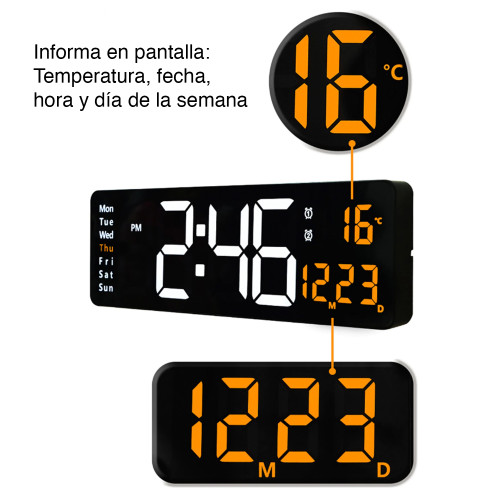 Reloj Pared Digital - Fecha Hora Temperatura