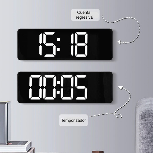 Reloj pared con temporizador fecha temperatura