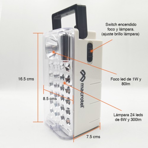Luz emergencia con radio FM Foco led recargable Luz emergencia con radio FM Foco led recargable