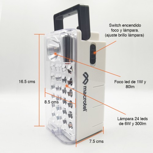 Foco led recargable luz emergencia con radio FM