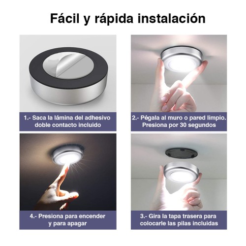  Luces Led fría inalámbricas por toque x 3