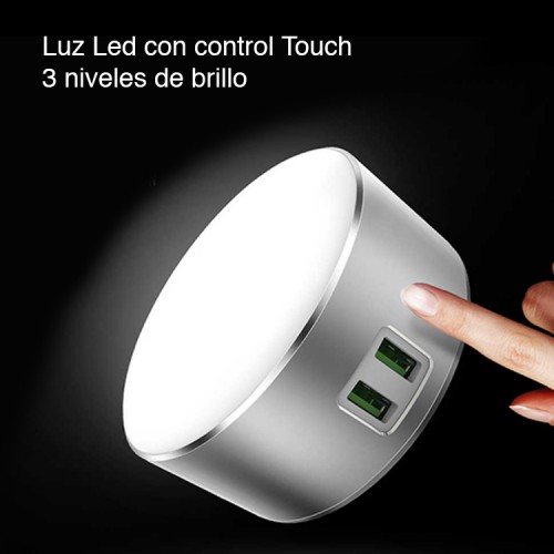 lampara led con cargador celular control touch
