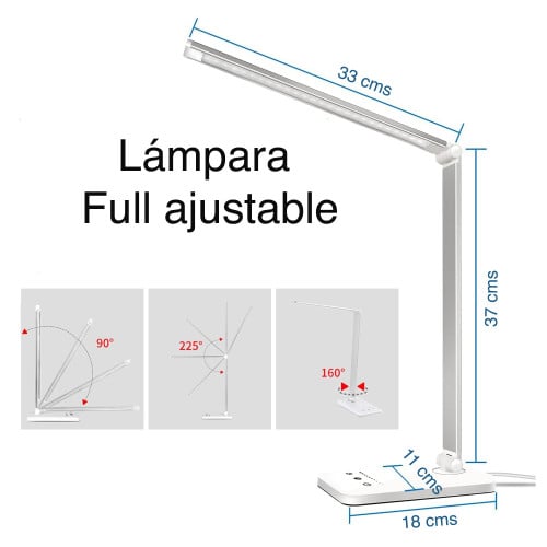 Lampara Led Mesa Base Recta USB Recargable