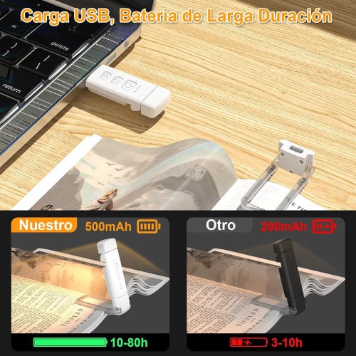 Luz lectura para leer libros cama noche ajustable