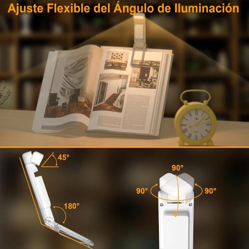 Luz lectura para leer libros cama noche ajustable