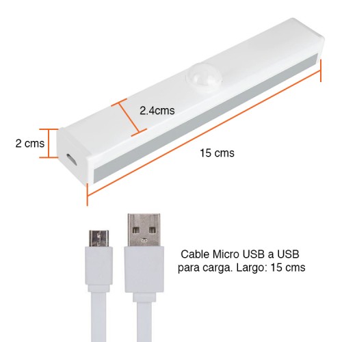 Barra Luz Led con sensor de movimiento 15 cms