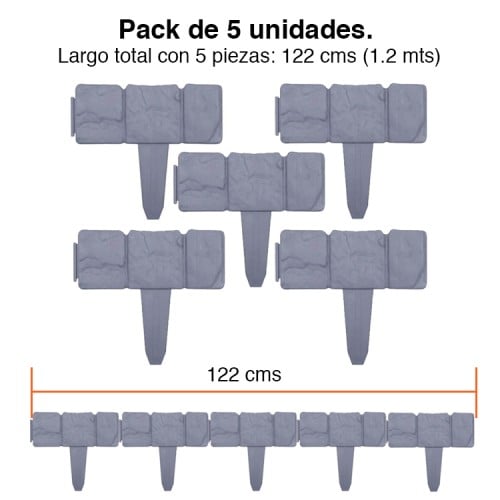 Valla Jardín estacas borde diseño piedras adoquin x 5