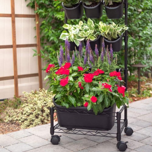 Huerto vertical con ruedas jardinera maceteros móvil 