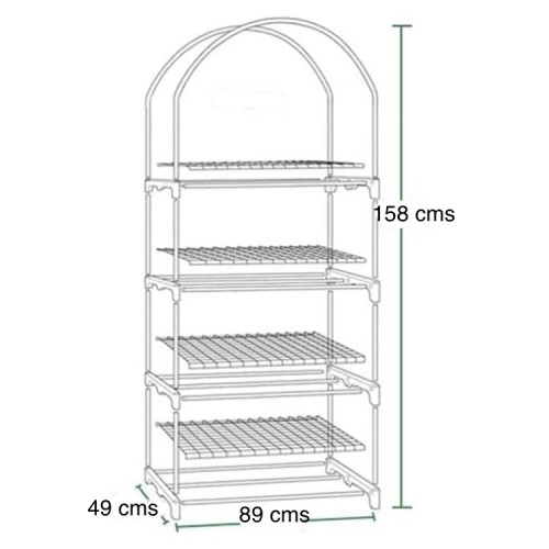 Mini invernadero vertical armable 4 bandejas 158 cms