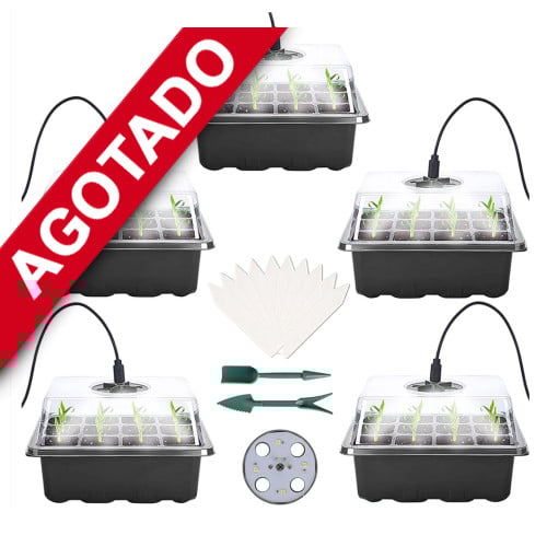 Almaciguera germinador semillas con luz pack 5 bandejas