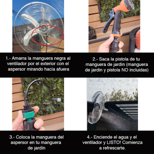 Aspersor agua para ventilador conexión directa a manguera Aspersor agua para ventilador conexión directa a manguera