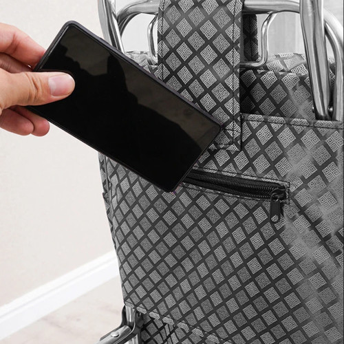 Carrito compras plegable asiento ruedas escalera Café