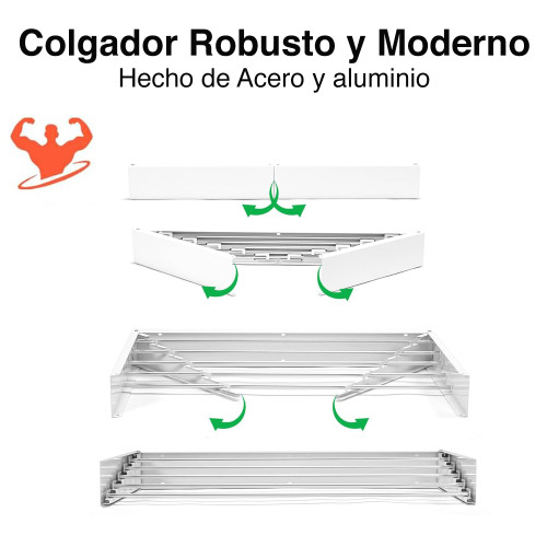 Colgador ropa plegable pared oculto robusto 80 x 40 cms Colgador ropa plegable pared oculto robusto 80 x 40 cms