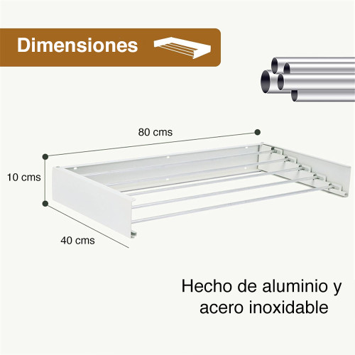Colgador ropa plegable pared oculto robusto 80 x 40 cms Colgador ropa plegable pared oculto robusto 80 x 40 cms