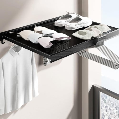 Colgador de ropa retráctil pared repisa ganchos