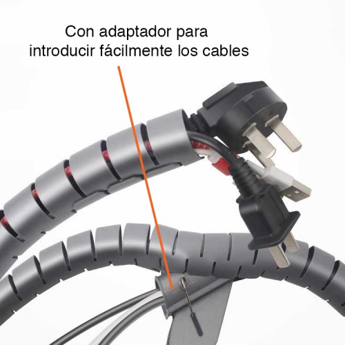 Organizador protector de cables Gris 1.5 mts 20mm