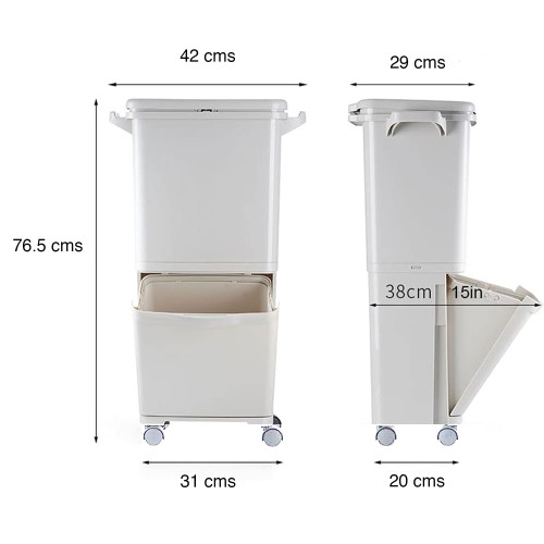Basurero reciclaje separador basura ruedas 38L
