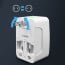 Adaptador enchufe viajes con 2 USB US AUS Europa UK