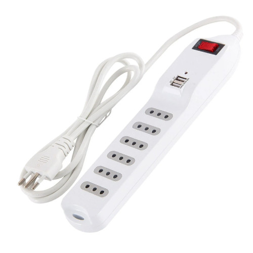 Alargador corriente Zapatilla 6 tomas 2 USB 2.1A Alargador corriente Zapatilla 6 tomas 2 USB 2.1A