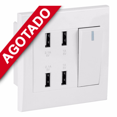 Tomacorriente enchufe con 4 USB con interruptor