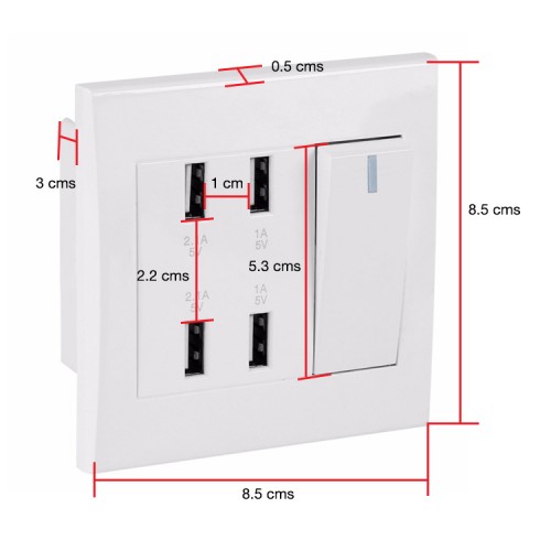 Tomacorriente enchufe con 4 USB con interruptor