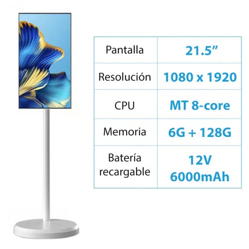 Pantalla Interactiva Android 21.5" Touch con pedestal