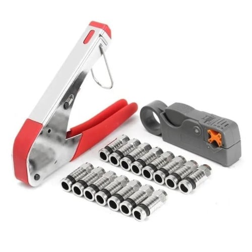 Kit crimpeadora pelacable Coaxial + 20 conectores RG6 Kit crimpeadora pelacable Coaxial + 20 conectores RG6