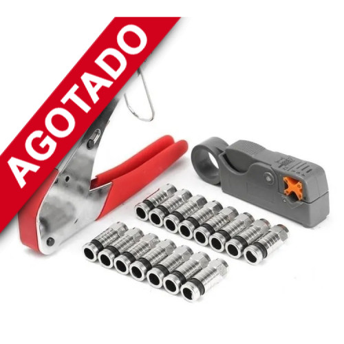 Kit crimpeadora pelacable Coaxial + 20 conectores RG6
