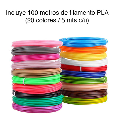 Lápiz bolígrafo 3D 0.7mm y 100 mts PLA 20 colores Lápiz bolígrafo 3D 0.7mm y 100 mts PLA 20 colores