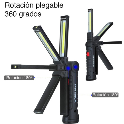 Linterna de trabajo led plegable recargable con imán