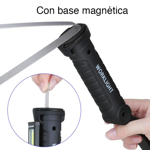 Linterna de trabajo led plegable recargable con imán