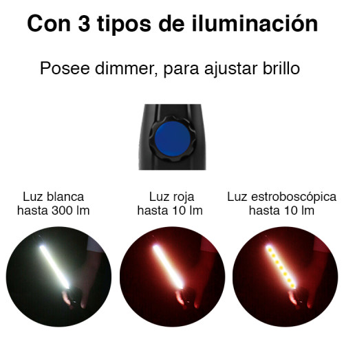 Linterna de trabajo magnética giratoria Luz blanca y roja 