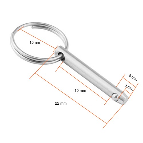 Pin perno bloqueador bola resorte 6 mm diámetro
