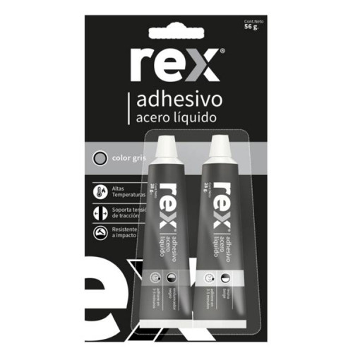 Acero líquido adhesivo gris resistente Rex Acero líquido adhesivo gris resistente Rex
